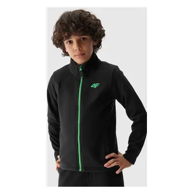 Boys' Fleece Sweatshirt with Regular 4F Stand-Up Collar - Black