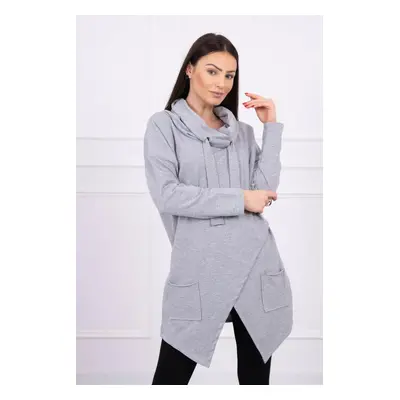 Tunic with a clutch on the front Oversize gray