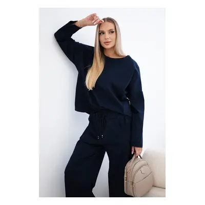 Włoski Set Punto Milano Winter sweatshirt + wide-leg trousers navy blue