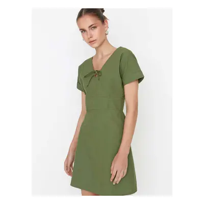 Khaki Short Dress With Neck Backs Trendyol - Women