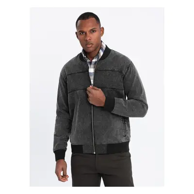 Ombre Men's denim jacket katana with cargo pockets and hood