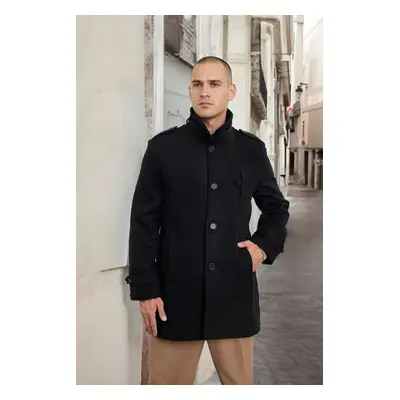 Trendyol Black Men's Regular Fit Winter Wool Blend Winter Coat