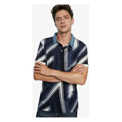 Dark blue Mens Polo Shirt with Collar Desigual Polo Vincent - Men