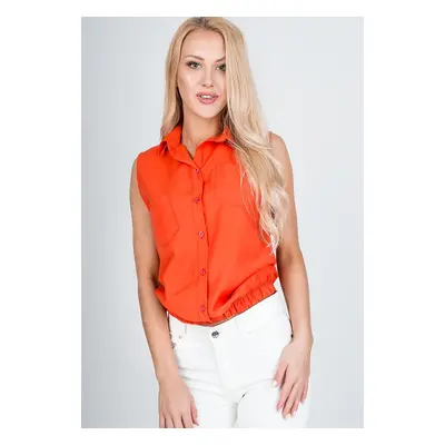 Lady's sleeveless shirt with pockets - orange