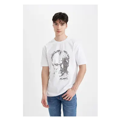 DEFACTO Regular Fit Crew Neck Atatürk Printed Short Sleeve T-Shirt