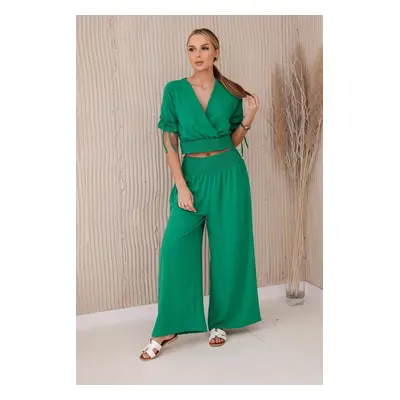 Women's set blouse + trousers - green