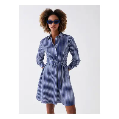 LC Waikiki Women's Striped Long Sleeve Poplin Shirt Dress