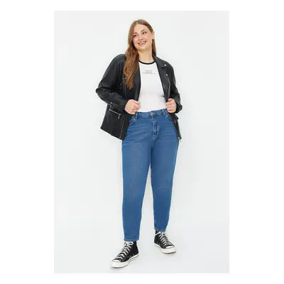 Trendyol Curve Dark Blue High Waist Mom Jeans