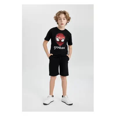 DEFACTO Boy's Marvel Spiderman Short Sleeve T-shirt Shorts 2-Piece Set