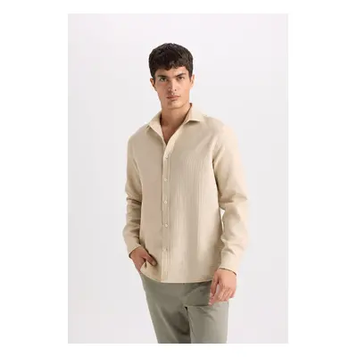 DEFACTO Regular Fit Polo Neck Cotton Long Sleeve Shirt