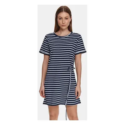 Dark blue striped dress with tie TOP SECRET - Women