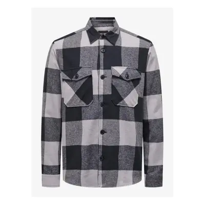 Blue-gray men's flannel checkered shirt ONLY & SONS - Men's