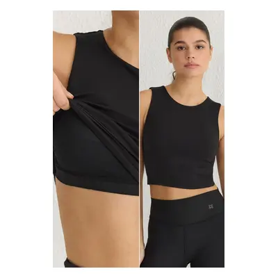 Trendyol Black Brushed Soft Fabric Knitted Sports Blouse