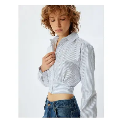 Koton Crop Shirt Long Sleeve Classic Collar Button-Down Slim Fit