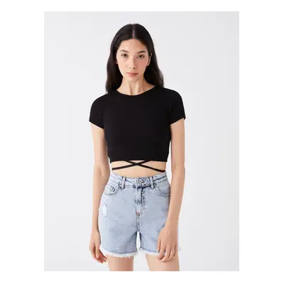 LC Waikiki Crew Neck Plain Short Sleeve Women's Crop