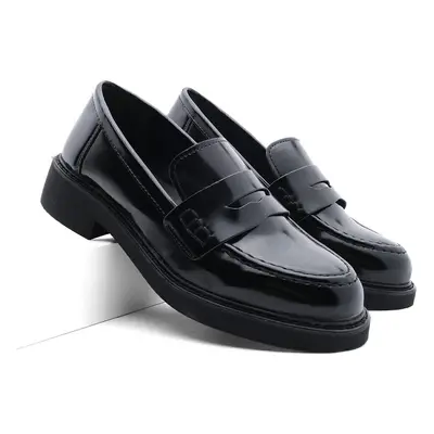 Marjin Women's Loafers Daily Classic Shoes Casual Loafers Backdrop Black Spread.