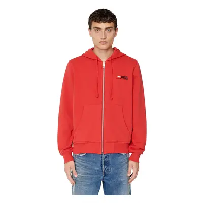 Diesel Sweatshirt - S-GINN-HOOD-ZIP-DIV SWEAT-SHIR red