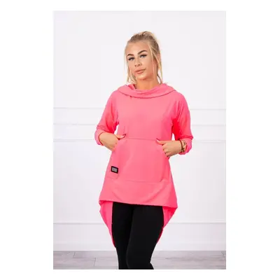 Long-back hoodie pink neon