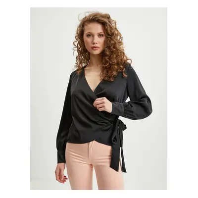 Black women's wrap satin blouse Guess Lovisa - Women's