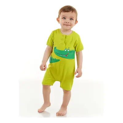 Denokids Crocodile Baby Boy Cotton Summer Green Jumpsuit