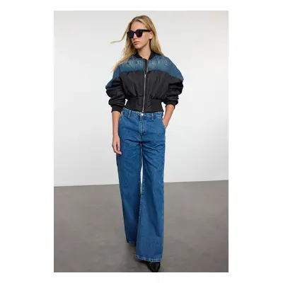 Trendyol Blue More Sustainable Pocket Detail High Waist Wide Leg Jeans