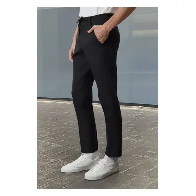 Trendyol Black Slim Fit Waist Tie Detail Elastic Fabric Woven Trousers