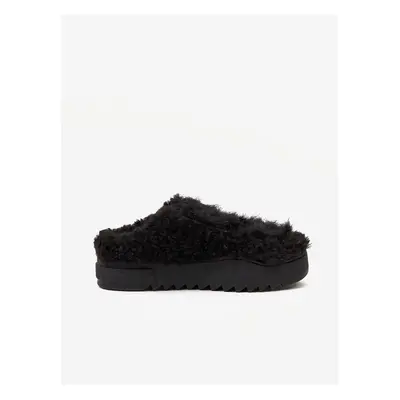 Black women's slippers made of faux fur Diesel Shika - Women's