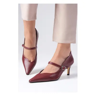 Mio Gusto Solene Claret Red Color Blunt Pointed Toe Women's High Heel Shoes