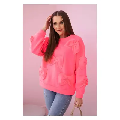 Insulated sweatshirt with pink neon decorative bows