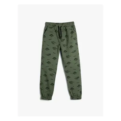 Koton Dinosaur Sweatpants Tie Waist Raised Cotton