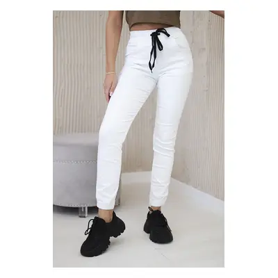 Happy Socks Denim trousers with a drawstring white