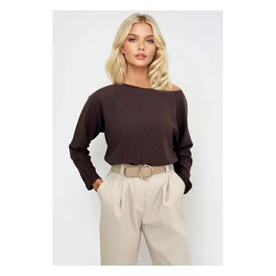 Trend Alaçatı Stili Women's Brown Boat Neck Knitted Blouse