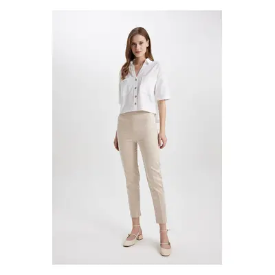 DEFACTO Cigarette Satin Trousers Normal Waist Basic Straight Elastic Waist Straight Leg J8743az2