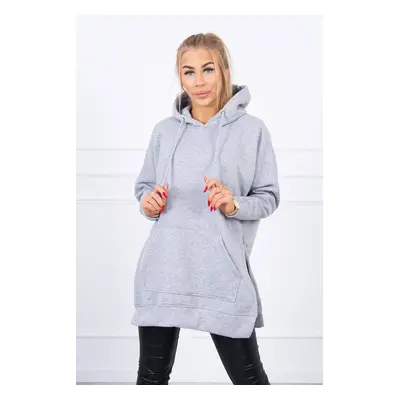 Insulated sweatshirt with slits on the sides in gray color