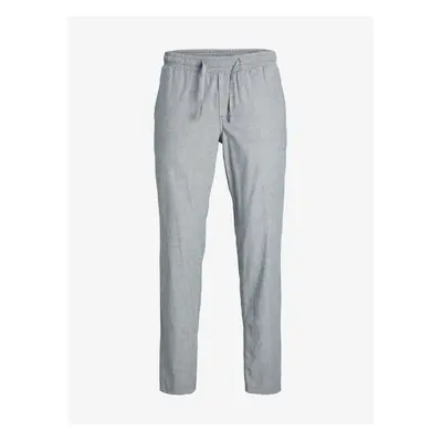 Grey-blue men's brindle trousers with linen Jack & Jones Stac - Men