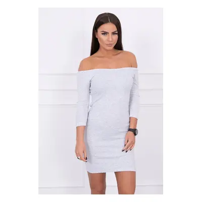 Fitted dress - ribbed light gray