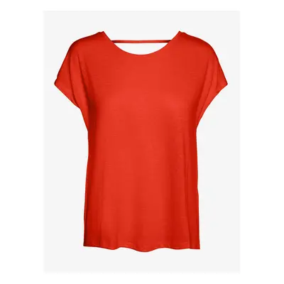 Orange striped T-shirt with back neckline VERO MODA Ulja June - Women's