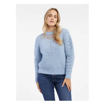 Orsay Light Blue Women's Sweater with Lace - Women