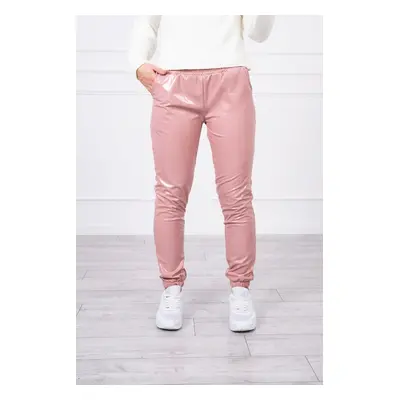 Double-layer trousers with navy pink velour