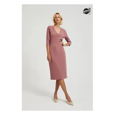 Women's dress with neckline MOODO - powder pink