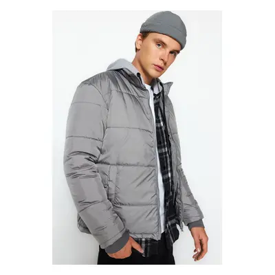 Trendyol Gray Regular Fit víz- és szélálló puffer télikabát