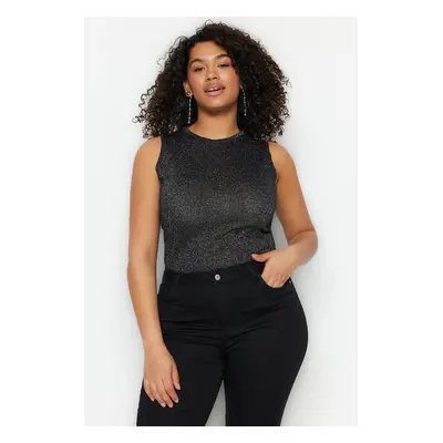 Trendyol Curve Black Bodysuit Fine Knitwear Shiny Blouse