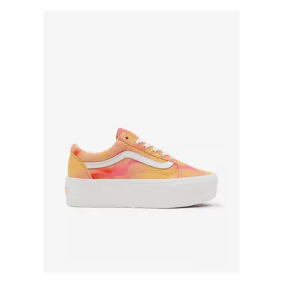 Yellow-Orange Womens Platform Sneakers VANS UA Old Skool Stack - Women