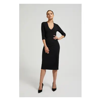 Women's smooth dress with neckline MOODO - black