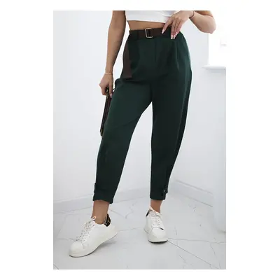 Włoski Punto trousers with leg closure dark green