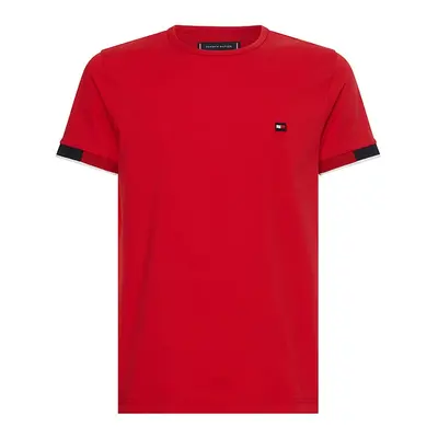 Tommy Hilfiger T-shirt - JACQUARD CUFF TEE red