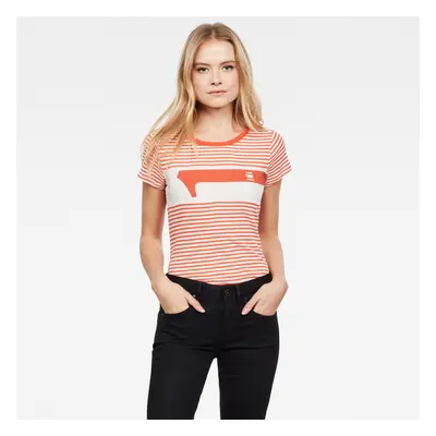 G-STAR T-shirt - Litmic yd stripe gr one slim r t wm cream-orange