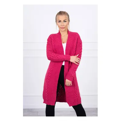 Cardigan sweater braided in fuchsia color