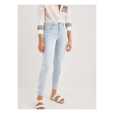 Women's Light Blue Striped Jeans Desigual Agra - Women