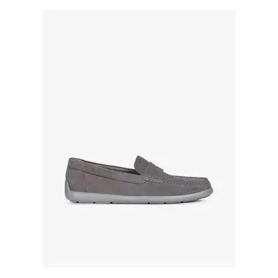 Grey men's leather loafers Geox Devan - Men